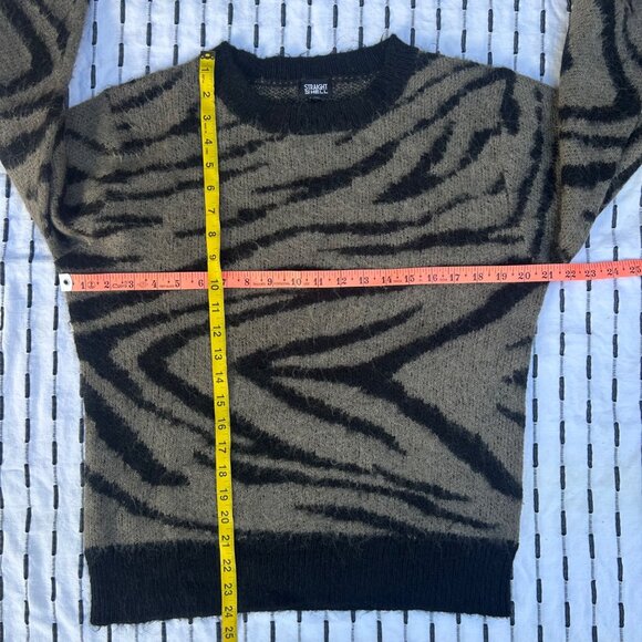 Straight to Hell Ainsley Zebra Pullover Sweater Men Long Sleeve Gray Black M - Picture 8 of 11